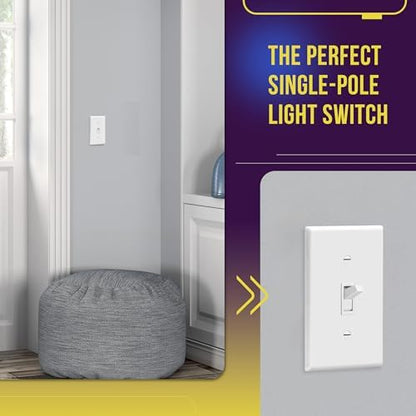 ENERLITES 20 Pack Toggle Light Switch with Wall Plate, Single Pole, White