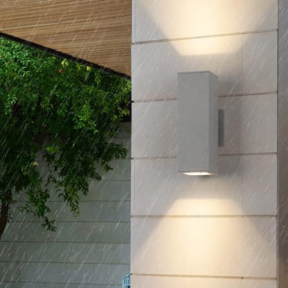 mirrea 12" Modern Outdoor Porch Light in 2 Lights, Matte Gray, 2 Pack
