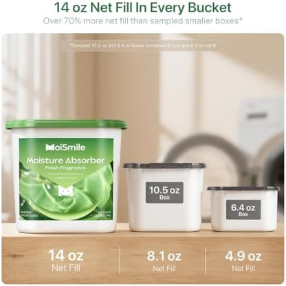 Large Moisture Absorber Buckets, 14 oz Each, Fresh Scent, 4 Pack