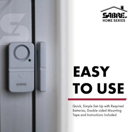 SABRE Wireless Home Security Door Window Burglar Alarm with LOUD 120 dB Siren, DIY EASY to Install, White