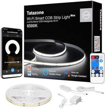 Tatazone WiFi Smart White COB Led Strip Light with Remote