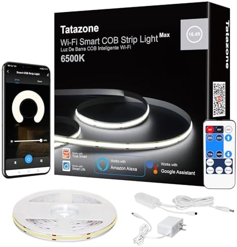 Tatazone WiFi Smart White COB Led Strip Light with Remote