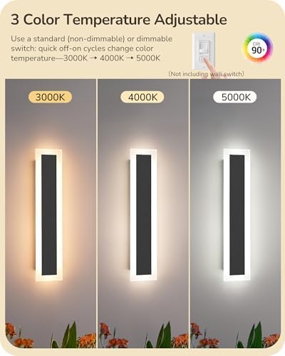 EDISHINE Upgraded 23.6" LED Modern Dimmable Linear Outdoor Wall Lighs