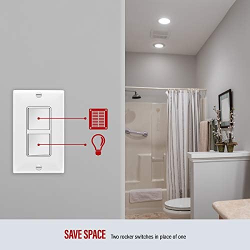 ENERLITES White Double Paddle Decorator Single Pole Switch, 15A, 1 Pack