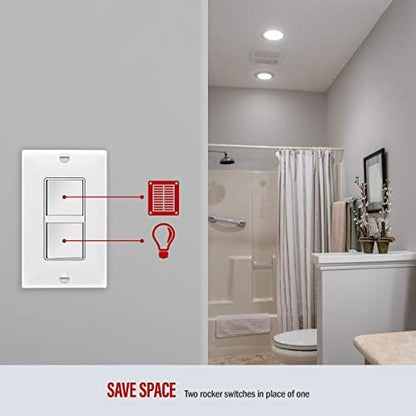 ENERLITES White Double Paddle Decorator Single Pole Switch, 15A, 1 Pack