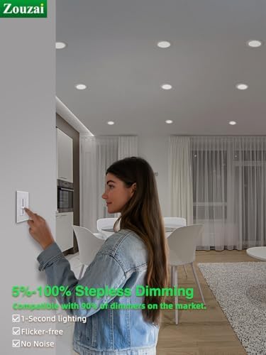 zouzai 12 Pack 6" LED Recessed Ceiling Lights, 12W=110W, 6000K, Dimmable