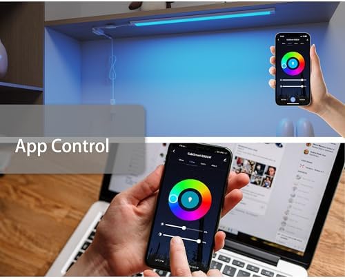 Smart Under Cabinet Lights, LED Light Bar, White & RGB Multi Color Changing Counter Lighting. Alexa Google App Controlled Lamp for Kitchen ,Shelf, Bookcase, above Sink, Desk (1-Bar 20 Inch Kit)