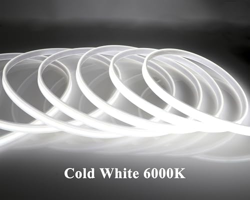 LEDENET COB LED Strip Lights Waterproof IP67 DC12V 16.4ft Cold White 6000K