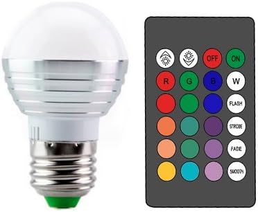 RGB LED Light Bulb with Remote Control 3W E26/E27 Color Changing Magic Mood Lamp (3)