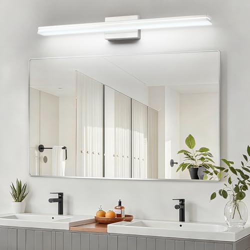 SineRise 40-Inch LED Modern Bathroom Vanity Light Bar, Chrome Modern Acrylic Bathroom Wall Lighting Fixtures Over Mirror (Cool White 6000K)