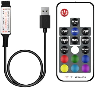 DAYBETTER RF Wireless Remote LED Controller, DC 5V to 24V for LED Strip Lights, 17 Keys Wireless Remote Control Dimmer Controller, Mini 4-Pin RF LED Controller