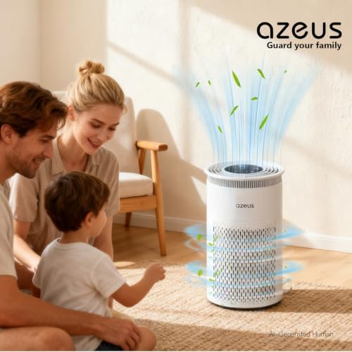 AZEUS Air Purifier for Home, Compact Air Cleaning Device with Multi-Layer Filter, Quiet Operation for Bedroom, Office & Living Room