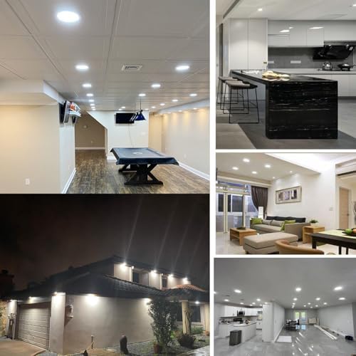 24 Pack 6 Inch LED Recessed Lights with Junction Box - 6000K Daylight, 12W 110W Eqv, Canless Wafer Slim Panel Downlight, 1080LM High Brightness