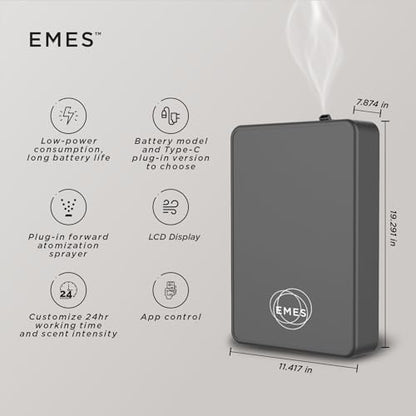 EMES 700 Waterless Smart Aromatherapy Diffuser | Scent Diffuser for Essential Oils for Homes, Spa, Office & Hotel | 24-Hr Bluetooth-Controlled Scent Air Machine | 500ml Capacity-Color Gray | 700 sq ft