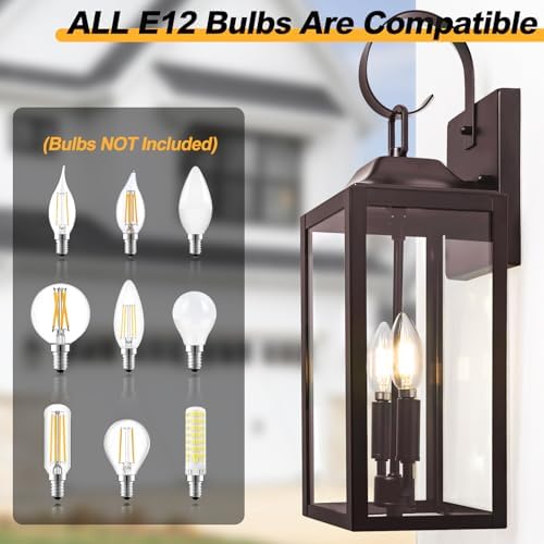 19" Large Oil Rubbed Bronze Outdoor Wall Lights, Waterproof Porch Lights