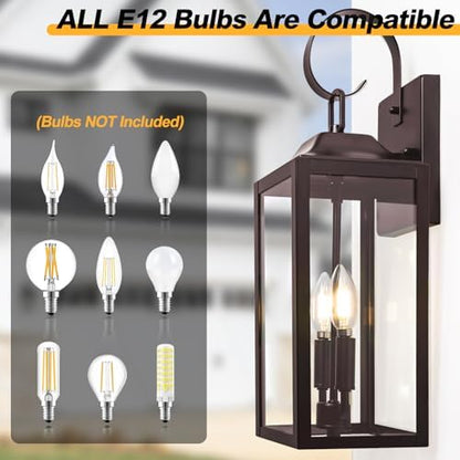 19" Large Oil Rubbed Bronze Outdoor Wall Lights, Waterproof Porch Lights