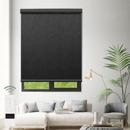 ZSHINE Motorized Blackout Roller Shades Remote Control Rechargeable(82164F)