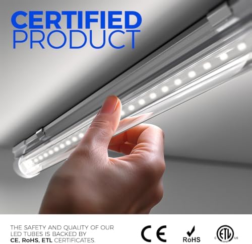 Barrina T8 LED Shop Lights 1.5FT, 25W 3450LM 5000K, 2 Pack High Output Tube