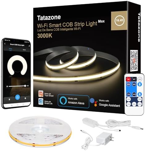 Tatazone WiFi Smart White COB Led Strip Light with Remote