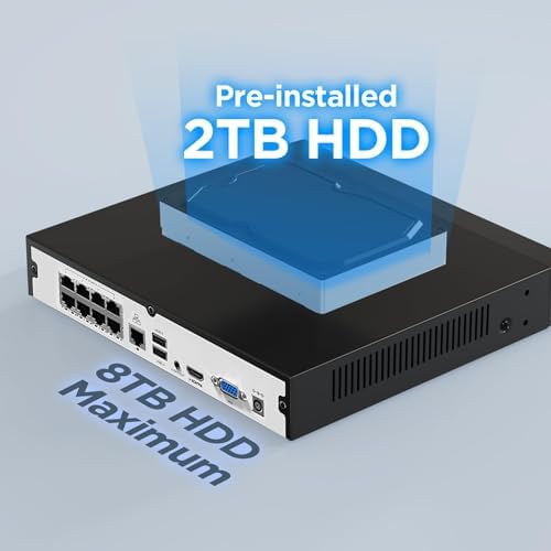 4K PoE Security Camera System 8CH with 2TB HDD, PD0408-4K