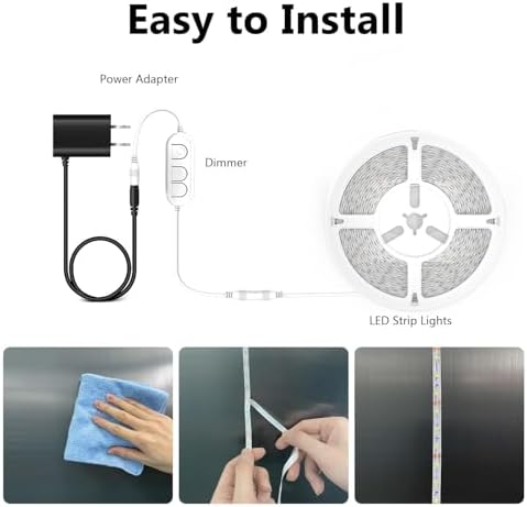 dalattin White LED Strip Lights 100ft, Dimmable Bright 24V Led Light Strip 6500K Daylight White 1800 LEDs Lights for Bedroom, Mirror, Kitchen, Strong Adhesive, 2 roll of 50ft