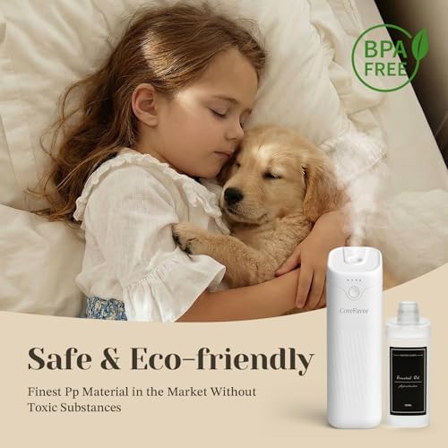 Waterless Essential Oil Diffuser, 4.06fl oz(120ml) Portable Battery Operated Cold Air Aroma Scent Machine, 4 Intensity Levels, Quiet Diffuser for Bedroom Office Bath Car (White-Luxury1)