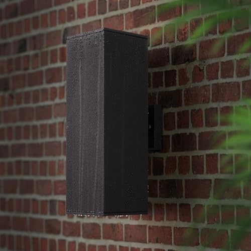 mirrea 18" Modern Outdoor Porch Light in 2 Lights, Matte Black, 2 Pack