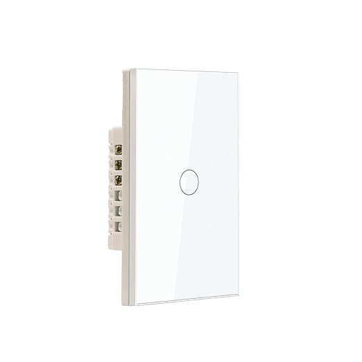 WiFi Smart Light Switch 4.65 X 2.83 X 1.34 Inches,1-Button,2.4GHz Wi-Fi Touch Switch,Neutral Wire Required,Work with Smart Life/Tuya App and Alexa,White
