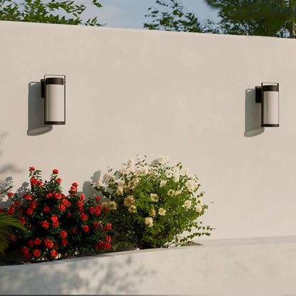 Globe Electric 60000165 1-Light Outdoor Wall Sconce, Matte Black, Frosted Glass