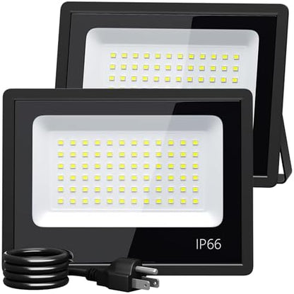 XXBSAZ 50W LED Flood Lights Outdoor, Daylight 6500K 9000LM, AC85-265V, IP66 Waterproof, High Power Commercial Work Lights, Super Bright Security Stadium Lights for Parking Lots, Warehouses, Yard