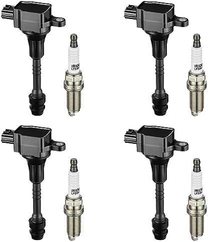 BDFHYK Ignition Coil Pack UF351 and Iridium Spark Plugs 4505 Compatible with Nissan Sentra 2002 2003 2004 2005 2006 1.8L L4 22448-6N015 22433-6N015 1884011051, Sets of 4