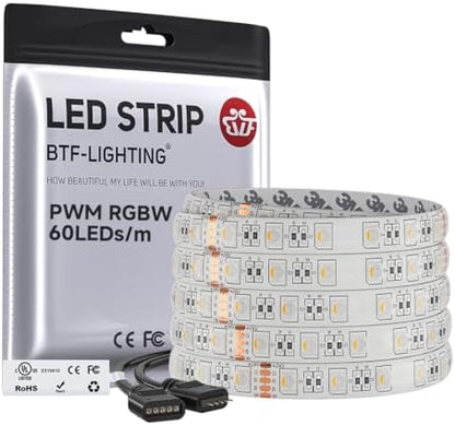 BTF-LIGHTING RGBW LED Strip Warm White 16.4ft 60LED DC24V UL Listed IP65