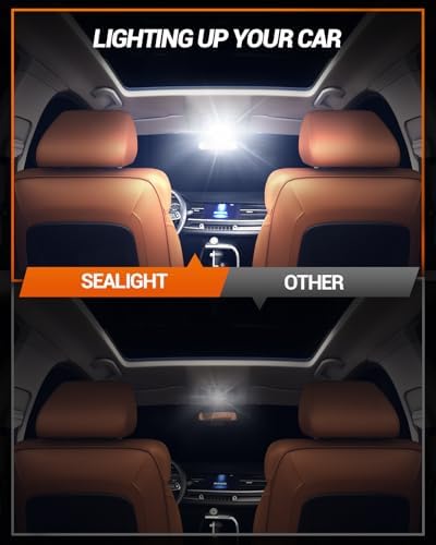 SEALIGHT 578 LED Bulb Super Bright 6500K White 212-2 569 6411 6418 6451 211-2 LED Bulb Interior Car Light 2025-Ceramic Chipset for Map Door License Plate Dome Light Bulb 41mm 42mm (Pack of 4)