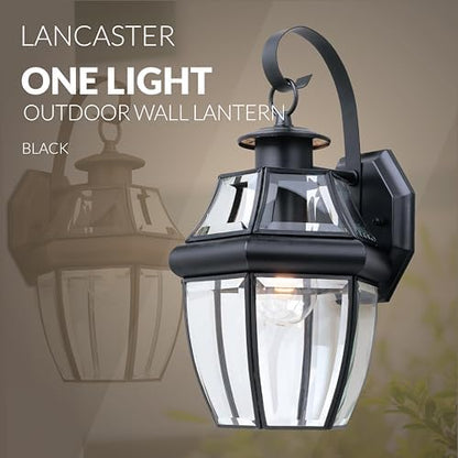Generation Lighting Lancaster 1-Light 14-Inch Outdoor Wall Lantern in Black