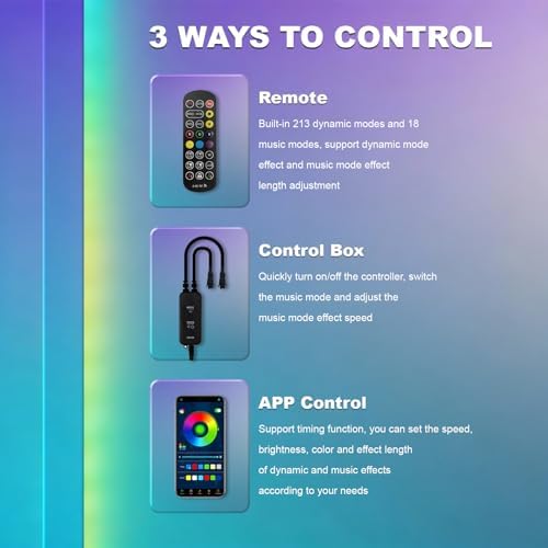 80ft/24M RGB Smart IC COB LED Strip Light, Color Flowing Strip Light