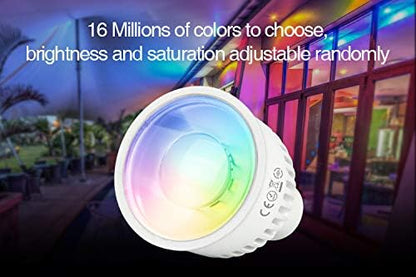 Multi-Color Smart LED Bulb 6W 2.4G Light, Mi-Light GU10 Dimmable RGB Plus CCT Smart Support Voice Control Colorful Milight Bulb, 1PCS