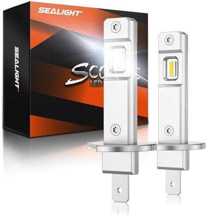 SEALIGHT H1 Fog Light, S6 H1 Light No Adapter Required No Cordless, 6500K Cool White with 15000RPM Cooling Fan, Plug-N-Play, Pack of 2