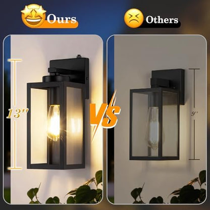 BesLowe Upgraded Dusk to Dawn Outdoor Wall Lights, Matte Black, 2-Pack
