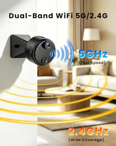 VIDCASTIVE 4K Mini Hidden Camera 2.4G/5G WiFi Wireless Indoor Security Camera for Home/Pet/Travel, AI Human Detection, Night Vision, Long Battery Life, SD & Cloud Storage