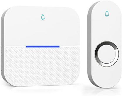 AIDA Lighted Wireless Doorbell for Home, Waterproof Battery Doorbell Wireless 1,000ft Range, 5 Volume Levels with 58 Chimes & LED Flash on Receiver (White, 1 Button & 1 Receiver)