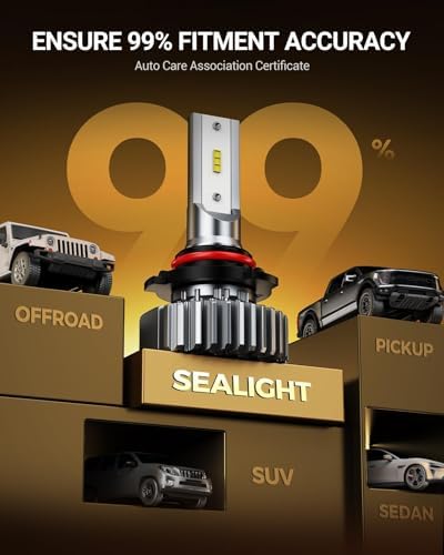 SEALIGHT 9005 for 𝗔𝗧𝗩𝘀 & Powersports, 8×Brighteness S1 Series Wireless 𝟗𝟎𝟎𝟓 𝐅𝐨𝐠 Lamps 1:1 Real Size 10 Years Lifespan- Pack of 2