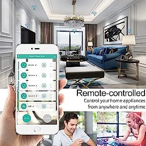 ZigBee Smart Plug Power Strip, Surge Protector with 4 Individually Controlled Smart Outlets and 4 USB Ports, 5FT Flat Extension Cord, Only for 2.4 GHz Wi-Fi, Compatible with Alexa & Google Home