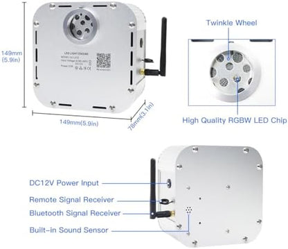 AMKI High Power 32W Twinkle 1200pcs 0.03in 13.1ft Fiber Optic Light Starlight Headliner Kit,Pure White Meteor Shooting Star 150pcs Fiber,Sound Mode Starlight Box for Car Movie Theater Home Ceiling