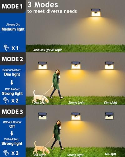 Peasur Solar Outdoor Lights [5 Pack/140LED], Motion Sensor Light Ultra-Bright, Solar Powered Security Lights 3 Modes, Waterproof for Outside Garden Yard (Warm White)