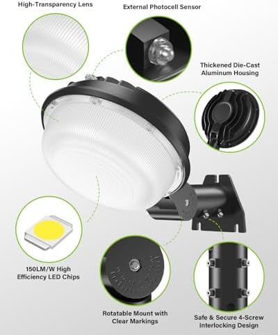 150W LED Barn Light Dusk to Dawn, 21000LM Outdoor Yard Light 5000K Aluminum