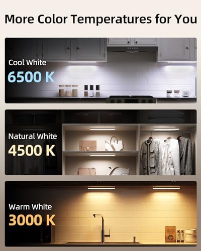 EZVALO 13inch Under Cabinet Lighting, 3200mAh Rechargeable Wireless Motion Sensor Lights, 96 LEDs, 3 Color Temps, Dimmable, Timer, Magnetic, with Remote for Kitchen (3 Pack)