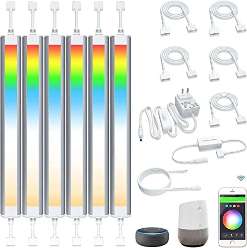 LAMPAOUS Smart LED Under Cabinet Lights, RGBW 6-Bar Kit