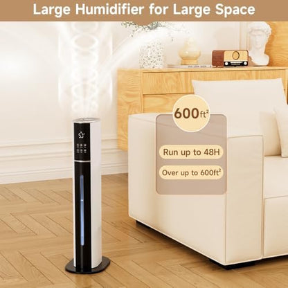 2.4Gal/9L Top Fill Quiet Ultrasonic Humidifier for Large Room Bedroom, Cool Mist Humidifier with Remote, Auto Humidity Control, 3 Speed Modes, 48H Runtime, Indoor Baby Pet Plant Friendly