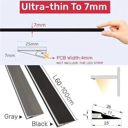 JARBIH Ultra-Thin Led Aluminum Channel, 45°Oblique Under Cabinet Beam Light