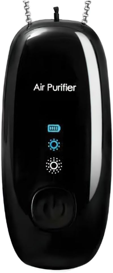 Portable Negative Ion Air Purifier Necklace, Personal Wearable Air Cleaner with 120 Million Ions (Black)